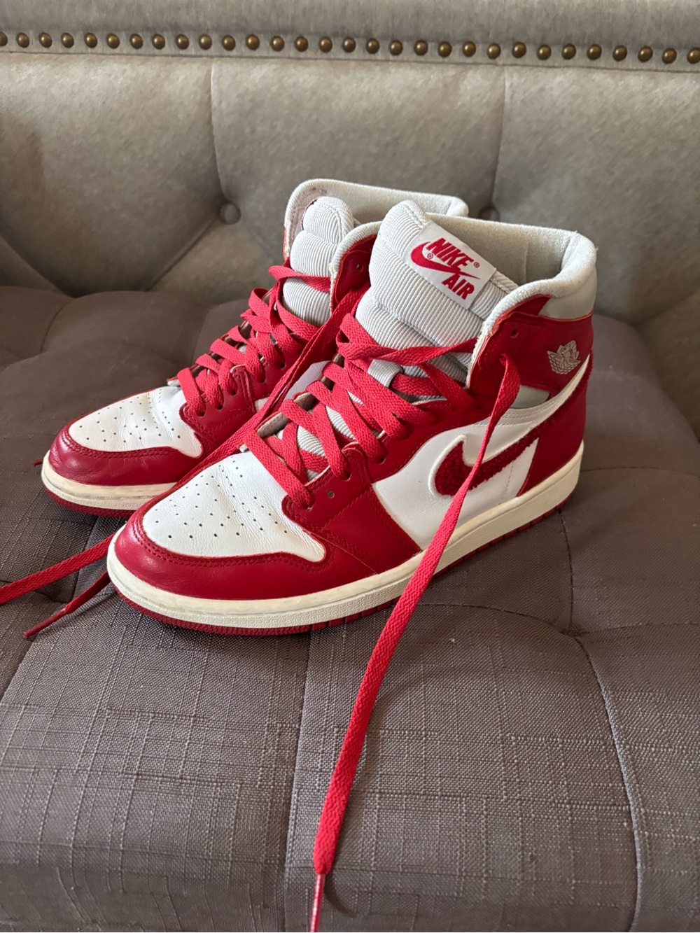 Nike Red & White High-Top Sneakers Air Jordans